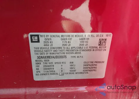 2018 Chevrolet Equinox Premier from USA, damaged, VIN 3GNAXMEV4JS535975